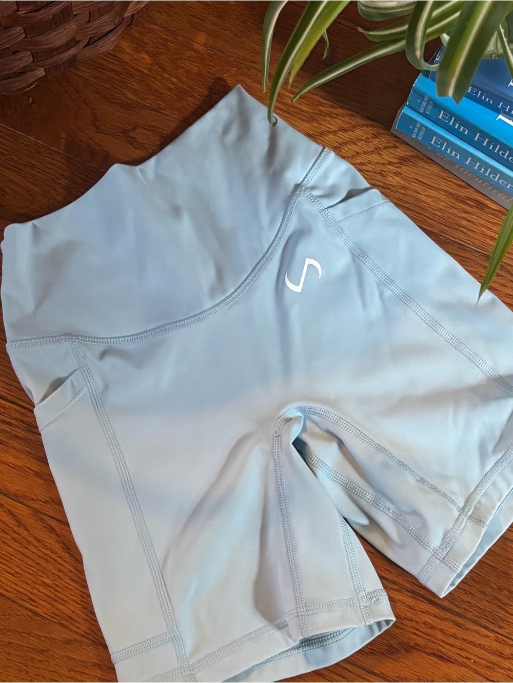 TLF Apparel High-Rise Light Blue Women's Athletic Shorts with Side Pocket